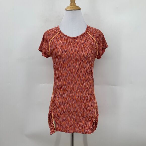 Atheta Pop Space Dye Shirt Womens XS Reflective Strip Short Sleeve Wicking Tee - Picture 2 of 14